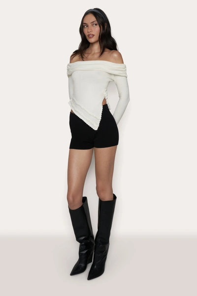 Shop Danielle Guizio Ny Soler Fold Over Knit Top In White