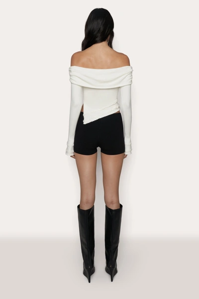 Shop Danielle Guizio Ny Soler Fold Over Knit Top In White