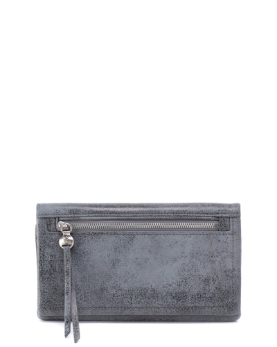 Shop Hobo Lumen Continental Leather Wallet In Grey