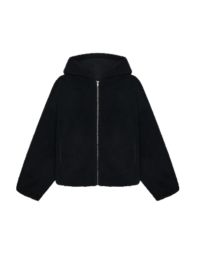 Shop Pangaia Recycled Wool Fleece Reversible Bomber Jacket — Black Xl