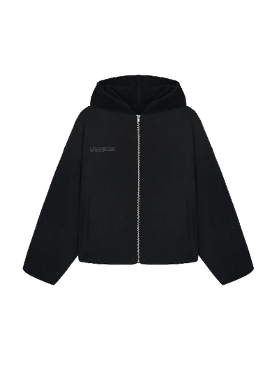 Shop Pangaia Recycled Wool Fleece Reversible Bomber Jacket In Black