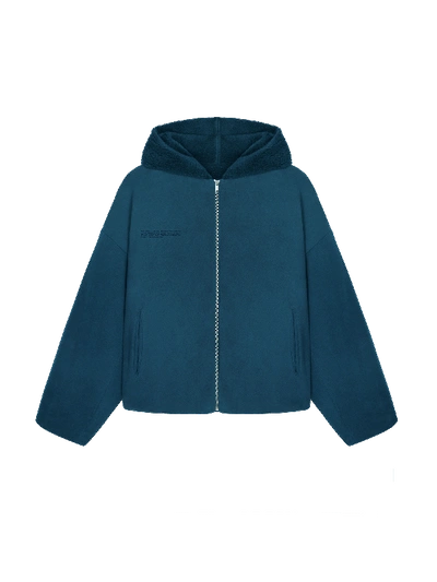 Pangaia Mens Recycled Wool Fleece Reversible Bomber Jacket In Storm Blue