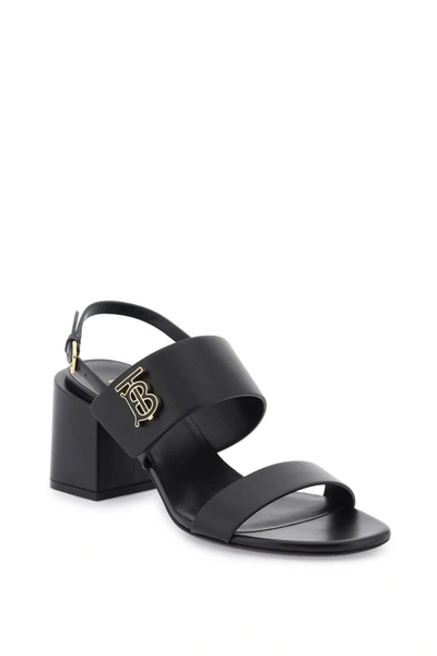 Shop Burberry Leather Sandals With Monogram