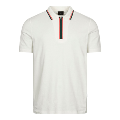 Shop Paul Smith Zip Polo Shirt In Cream