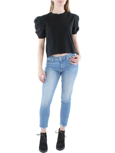 Shop French Connection Perinne Womens Linen Cropped T-shirt In Black