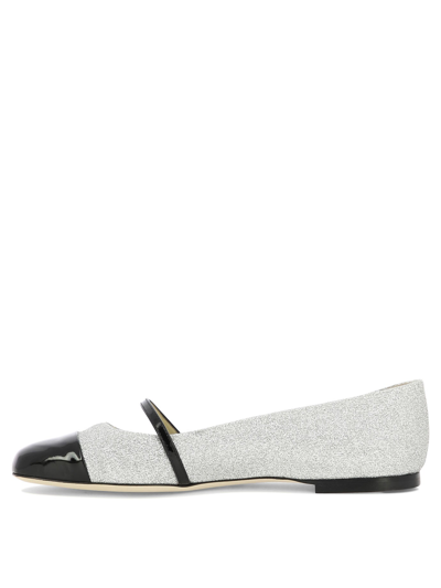 Jimmy Choo Elisa Glittered And Patent-leather Mary Jane Ballet Flats