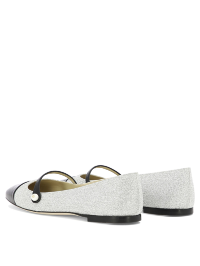 Jimmy Choo Elisa Glittered And Patent-leather Mary Jane Ballet Flats