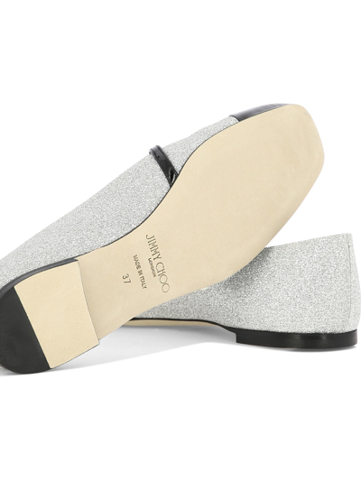 Jimmy Choo Elisa Glittered And Patent-leather Mary Jane Ballet Flats