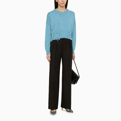 Shop Marni Blue Jersey With Wear Details