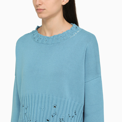 Shop Marni Blue Jersey With Wear Details