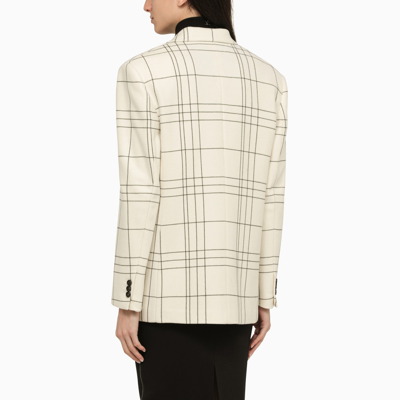 Shop Marni Cream Single Breasted Jacket With Check Motif