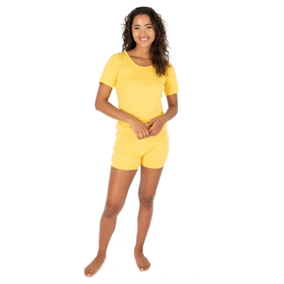 Shop Leveret Womens Two Piece Short Cotton Pajamas In Yellow