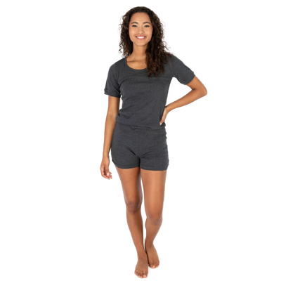 Shop Leveret Womens Two Piece Short Cotton Pajamas In Grey
