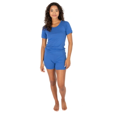 Shop Leveret Womens Two Piece Short Cotton Pajamas In Blue