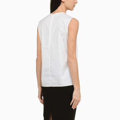 Shop Marni White Poplin Sleeveless Shirt