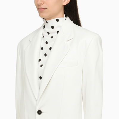 Shop Marni White Single Breasted Leather Jacket