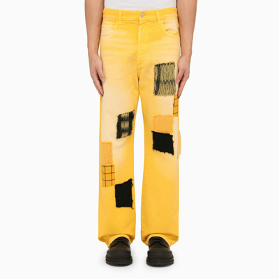 Shop Marni Yellow Patchwork Trousers