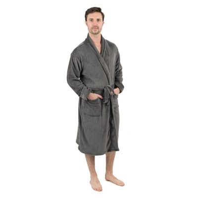 Leveret Mens Fleece Robe In Grey