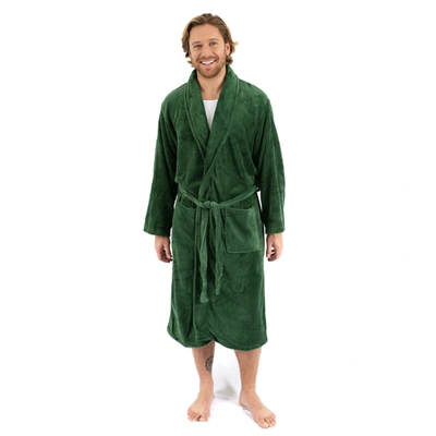 Shop Leveret Mens Fleece Robe In Green