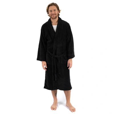 Shop Leveret Mens Fleece Robe In Black