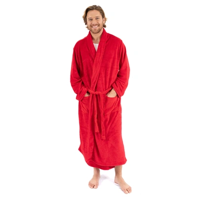 Shop Leveret Mens Fleece Robe In Red