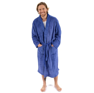 Shop Leveret Mens Fleece Robe In Blue