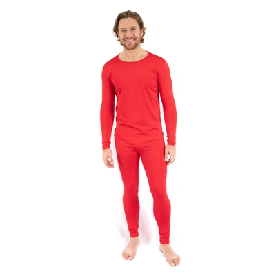 Shop Leveret Mens Two Piece Thermal Pajamas In Red