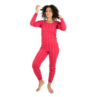 Leveret Womens Two Piece Cotton Pajamas Hearts Pink In Multi