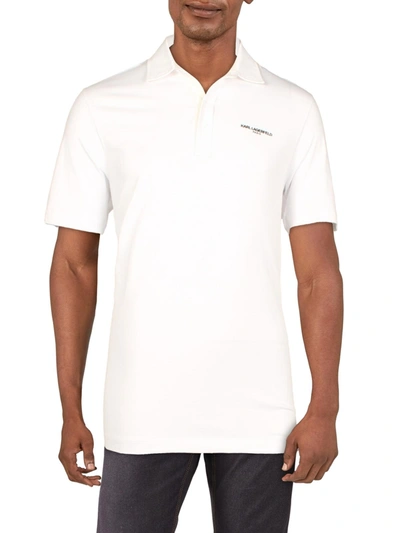 Shop Karl Lagerfeld Mens Collared Pullover Polo In White