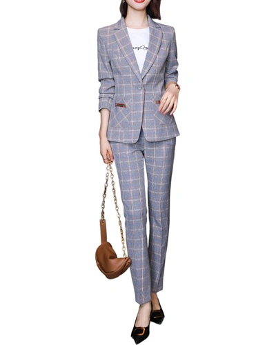 Shop Bossy Chic 2pc Blazer & Pant Set In Grey