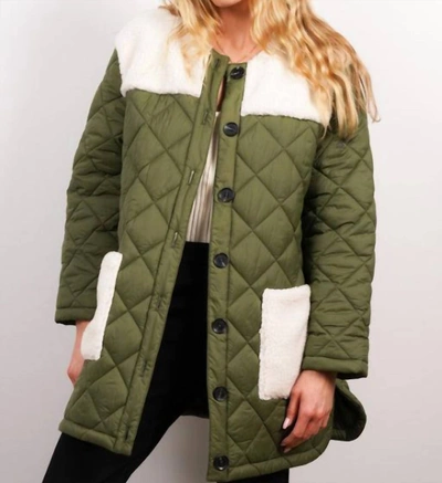 Shop Central Park West Asher Sherpa Quilted Puffer In Olive In Green