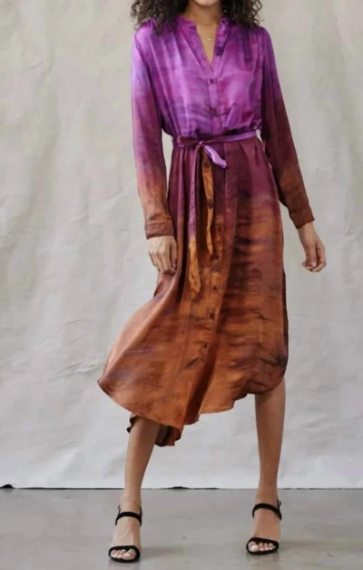 Shop Bella Dahl Flowy Hem Maxi Dress In Brandy Horizon Dye In Multi