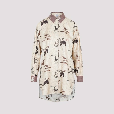Shop Loewe Animal Oversize Shirt In Light Beige Brown