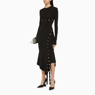 Shop Attico The  Black Midi Dress With Snap Buttons
