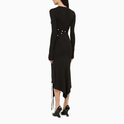 Shop Attico The  Black Midi Dress With Snap Buttons
