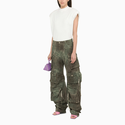 Shop Attico The  Green Shaded Cargo Jeans
