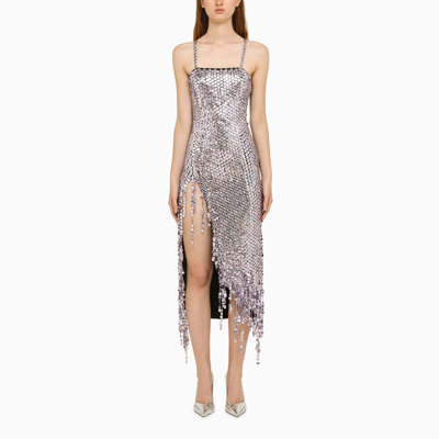 Shop Attico The  Lavender Asymmetric Dress With Rhinestones