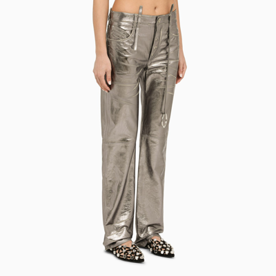 Shop Attico The  Silver Leather Trousers