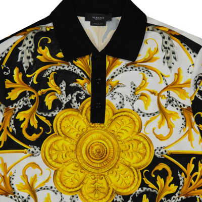 Shop Versace Barocco Print Polo Shirt