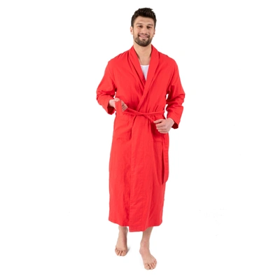 Shop Leveret Mens Flannel Robe In Red