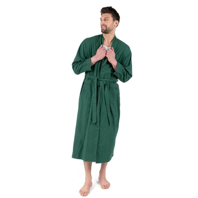 Shop Leveret Mens Flannel Robe In Green