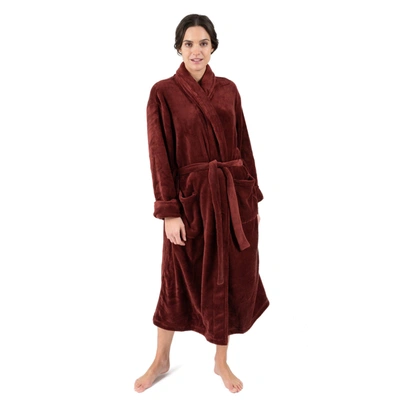 Shop Leveret Womens Fleece Robe In Brown