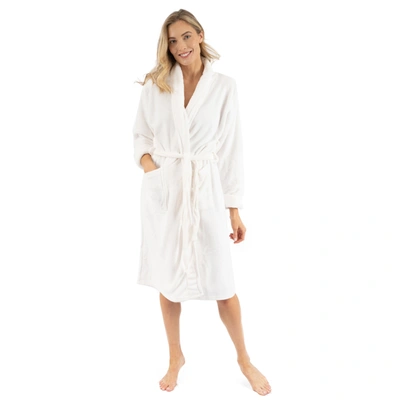 Shop Leveret Womens Fleece Robe In White