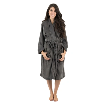 Shop Leveret Womens Fleece Robe In Grey