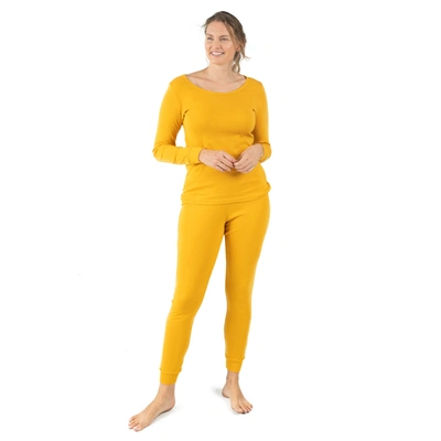 Shop Leveret Womens Two Piece Cotton Pajamas Boho Solid Color In Yellow