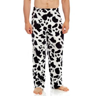 Leveret Mens Fleece Pajama Pants Cow Black In Multi