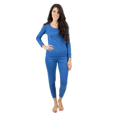 Shop Leveret Womens Two Piece Cotton Pajamas Classic Solid Color In Blue