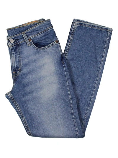 Shop Levi Strauss & Co 511 Mens Denim Distressed Slim Jeans In Blue
