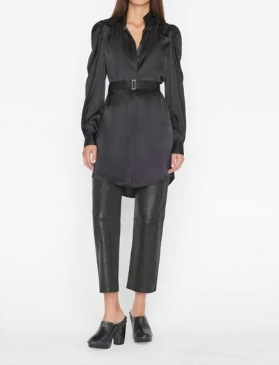 Shop Frame Gillian Long Sleeve Mini Dress In Noir In Black