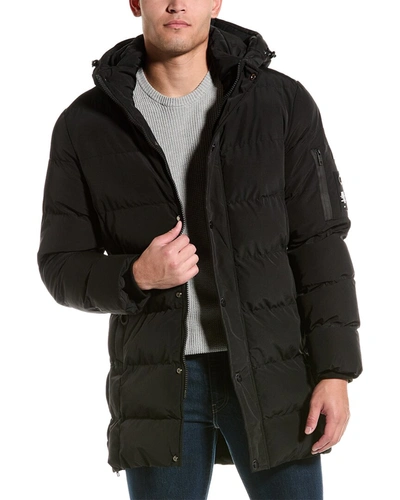 Shop Point Zero Mpro Hood Long Coat In Black